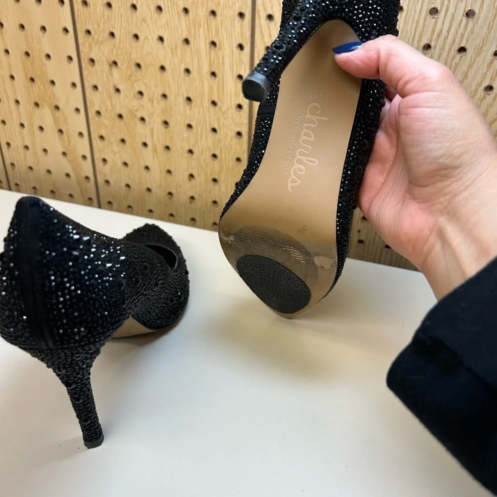 Charles By Charles David Black Embellish Stiletto Pumps